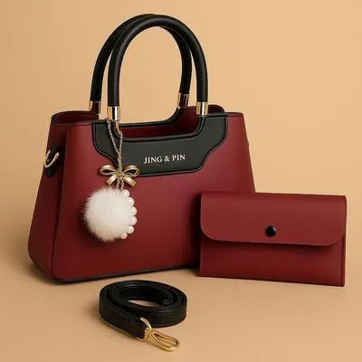 Women's Rexine Plain Hand Bag Set