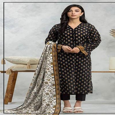 3 Pcs Women's Unstitched Linen Printed Suit
