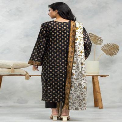 3 Pcs Women's Unstitched Linen Printed Suit